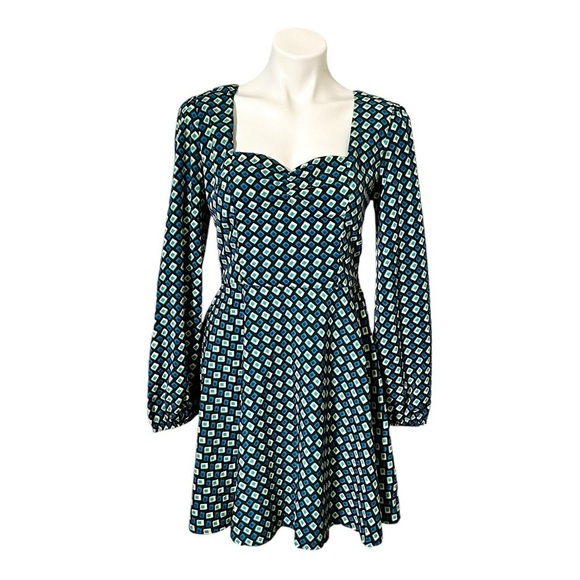 Band of The Free Dresses & Skirts - Band of The Free Genevieve Diamond Long Sleeve Mini Dress Size Medium Teal